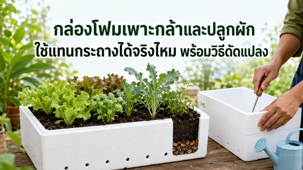 กล่องโฟมเพาะกล้าและปลูกผัก ใช้แทนกระถางได้จริงไหม พร้อมวิธีดัดแปลง